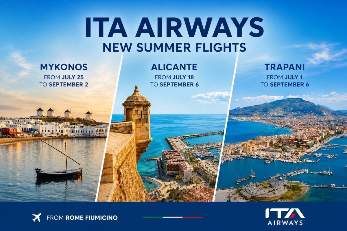 Η ITA Airways Κανονικοποιεί Πτήσεις στο Μυκόνο, Αλάκαντι, Τραπάνι για τη Καλοκαίριο Σεζόν