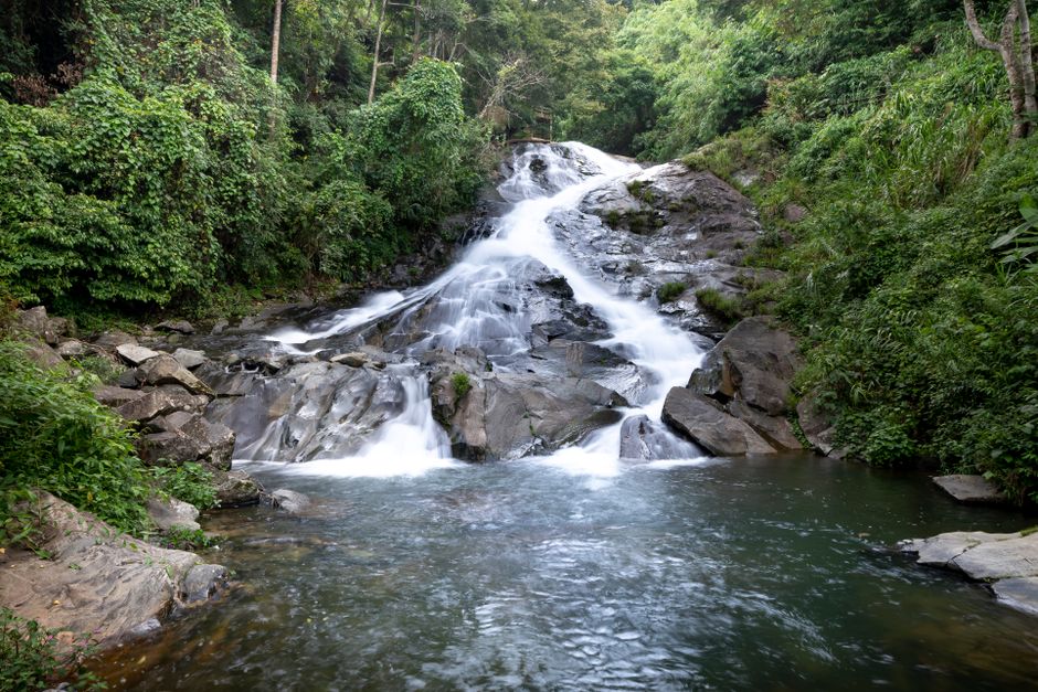 Singha Waterfall Doi Inthanon lush green forest pool